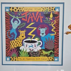 JAVA RARE Colorful Its A Jungle Out There  Coffee Art Print